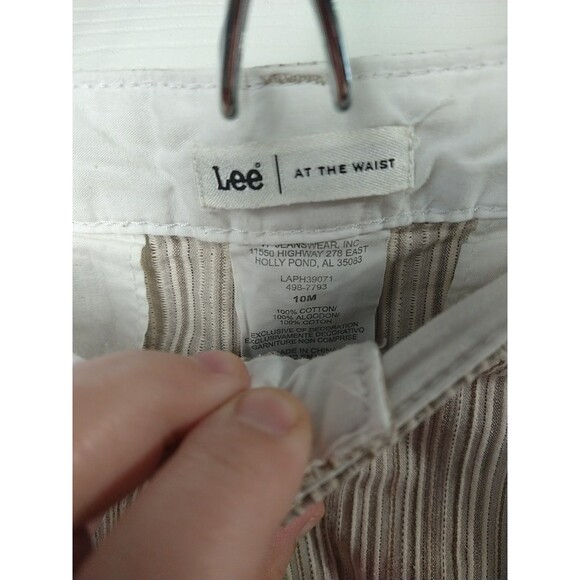 Lee Woman 10M Capri Pants Brown Pinstriped Straight Slit Leg Casual Business - Picture 5 of 11